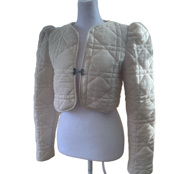 Astr Jackets & Blazers - ASTR Ivory Quilted Cropped Blazer Jacket Women's XS